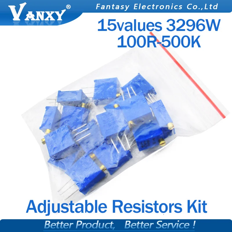 15valuesx1 шт = 15 шт 100ohm-2Mohm 0,5 Вт 3296 3296 Вт переменные резисторы многооборотный Подстроечный резистор регулируемый прецизионный потенциометр комплект