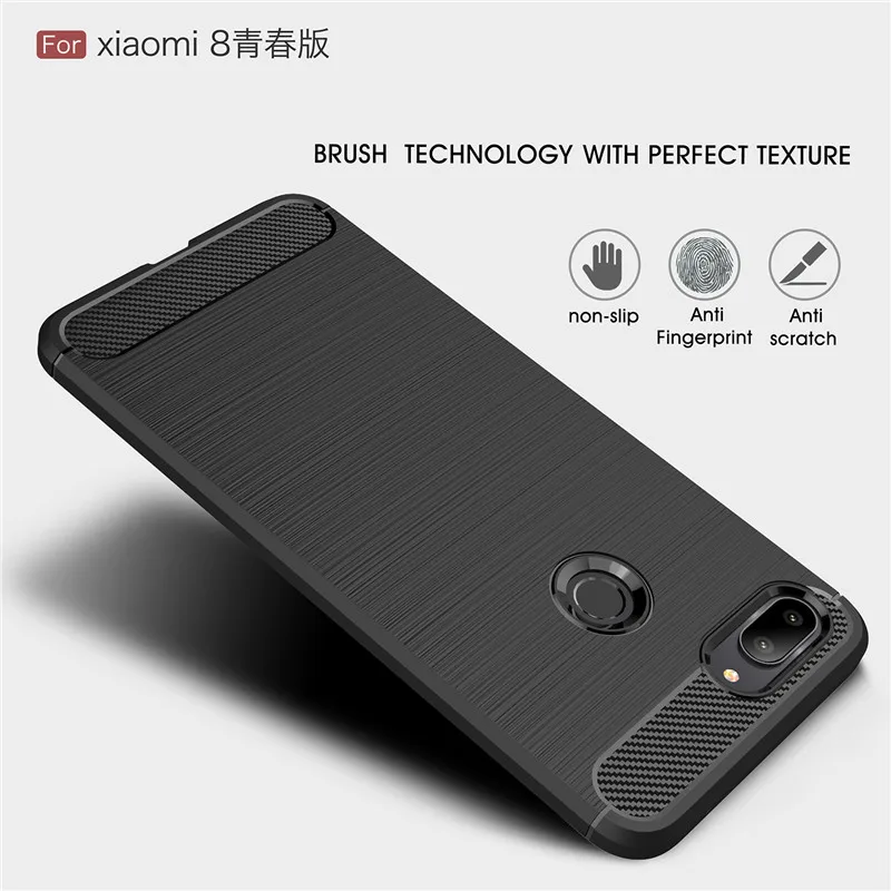 Для Xiao mi 8 Lite/8SE чехол Роскошный из углеродного волокна силиконовый матовый