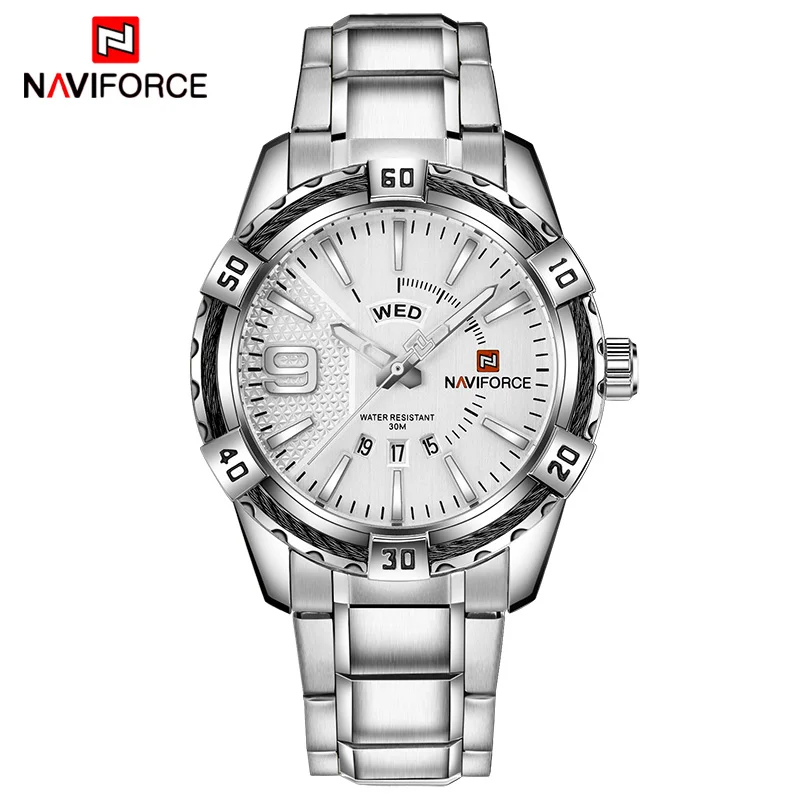 NAVIFORCE Роскошные модные повседневные брендовые водонепроницаемые кварцевые часы мужские военные спортивные часы из нержавеющей стали мужские часы - Цвет: SE