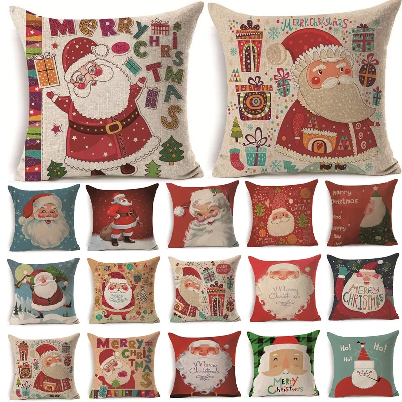 1 шт. 43*43 см Рождественский Рисунок Санта-Клауса хлопчатобумажная льняная