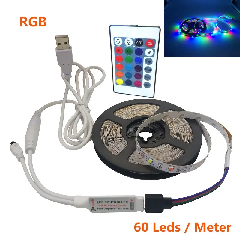 RGB24 Светодиодный светильник с питанием от USB 5 в постоянного тока 2835 RGB/белый/теплый белый водонепроницаемая лента светодиодный светильник 1 м 2 м 3 м 4 м 5 м ТВ фоновый светильник ing - Испускаемый цвет: RGB24