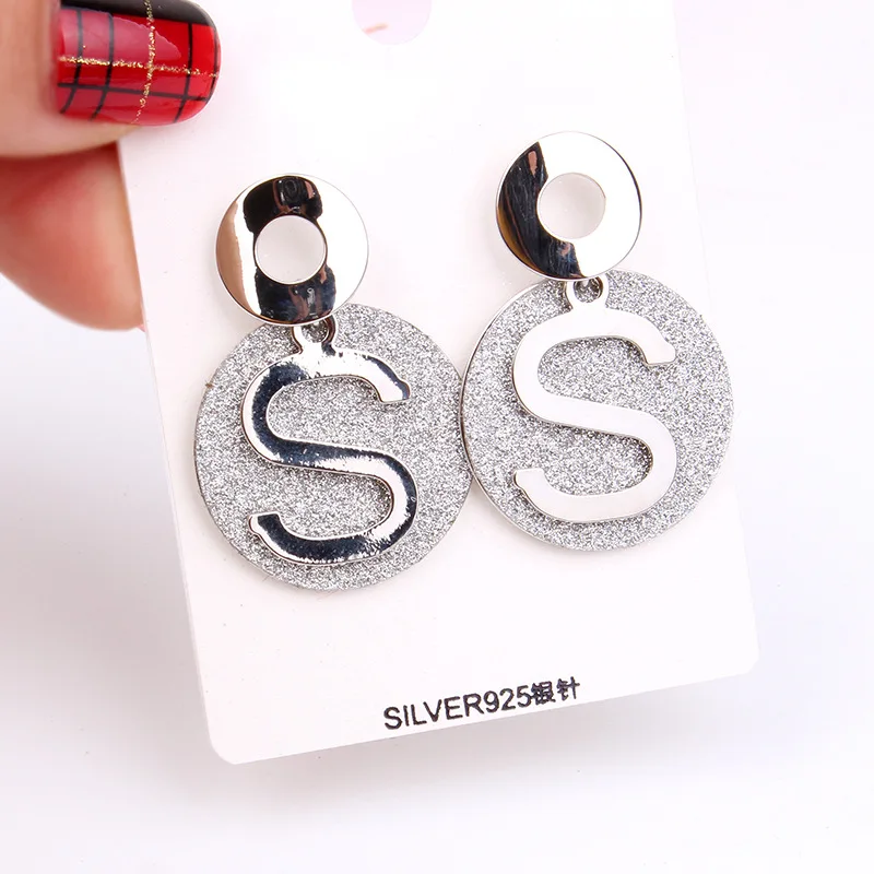 Модные украшения Для женщин заявление круглые серьги с буквой S большие