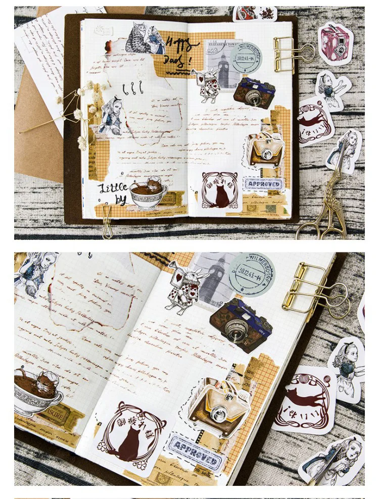 40 шт. Alice in Wonderland l дневник-блокнот для заметок наклейки пакет отправил его прекрасный планировщик для скрапбукинга канцелярские принадлежности Escolar школьные принадлежности