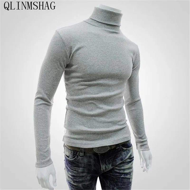 QLINMSHAG2019 новый осенне-зимний мужской свитер Мужская водолазка сплошной цвет