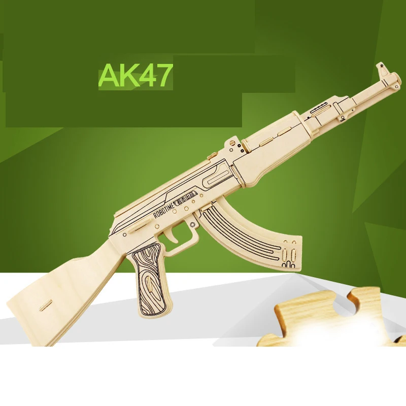 3D деревянная головоломка DIY модель детская игрушка AK47 пистолета Деревянный пазл