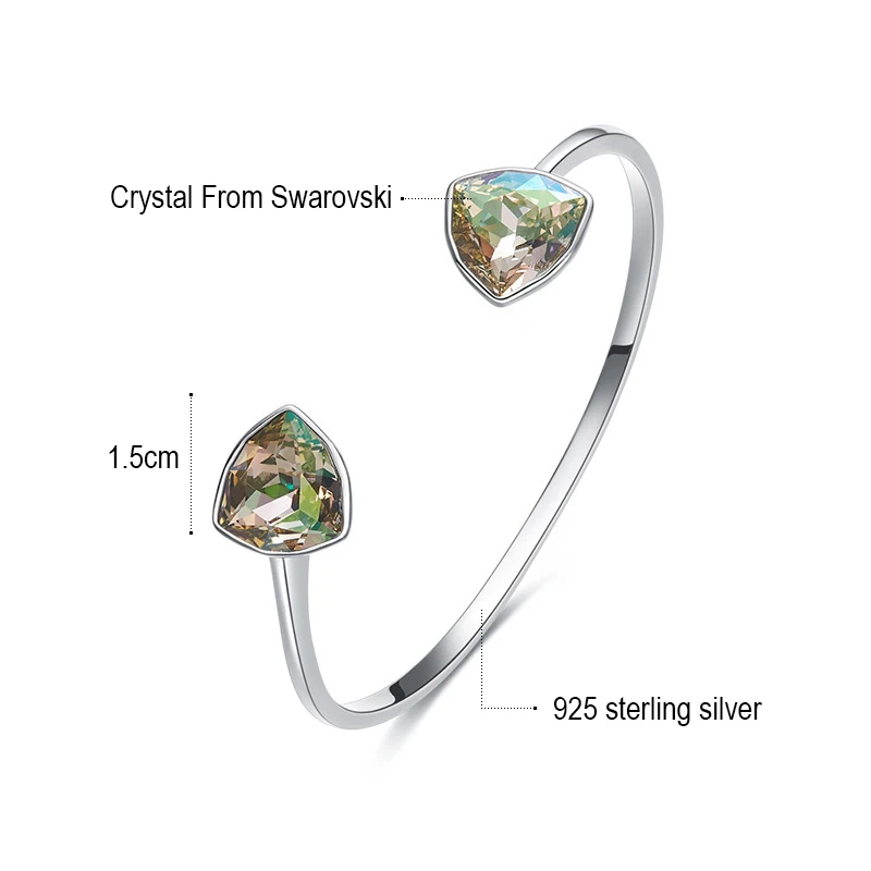 Браслеты Malanda с геометрическим кристаллом из 925 пробы серебра от Swarovski для женщин, модный открытый браслет, свадебные ювелирные изделия