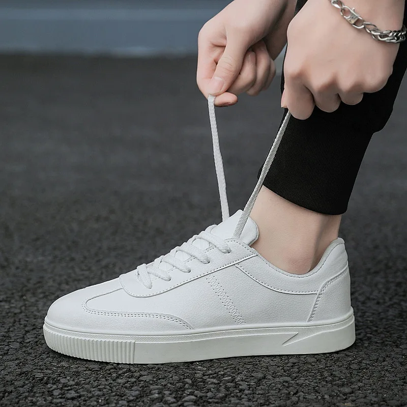 Men Casual PU Leather Shoes White Red Black Sneakers Summer Trainers Leisure Men's Flats Slip Chaussures pour hommes | Обувь