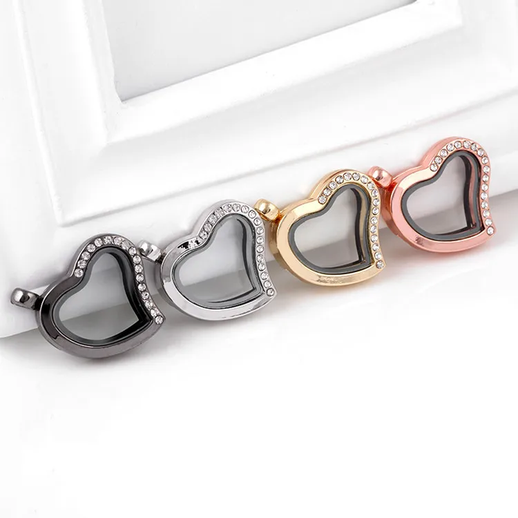 10 шт./лот 30 мм Стразы Сердце Любовь медальон Подвеска из сплава памяти живые