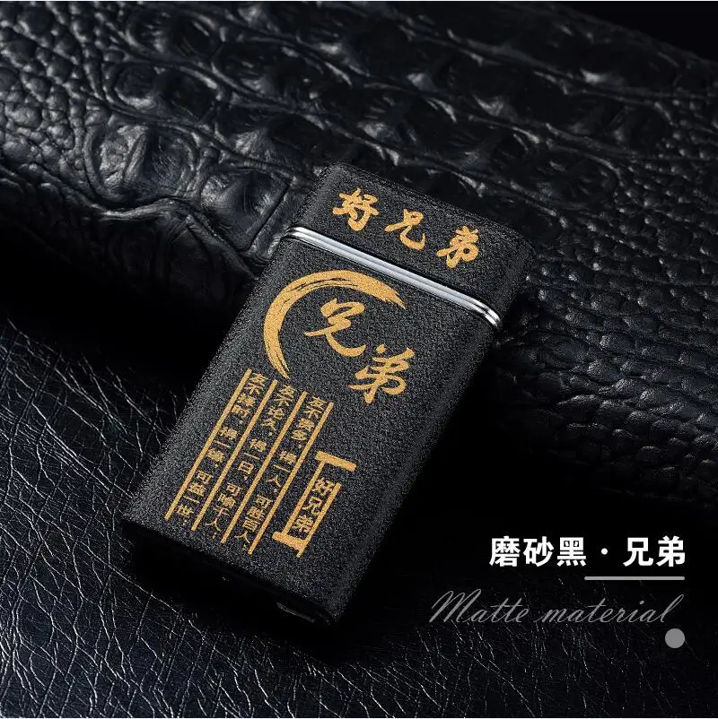 Новинка, двойная дуговая зажигательная зажигалка, usb зарядка, импульсная зажигалка, ультратонкая металлическая ветрозащитная электронная зажигалка