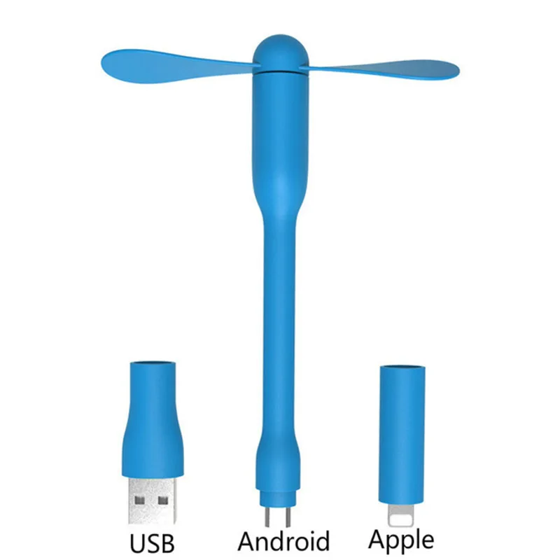 Мини-вентилятор USB 5 видов цветов портативный для путешествий 3 в 1 iPhone и ноутбука |