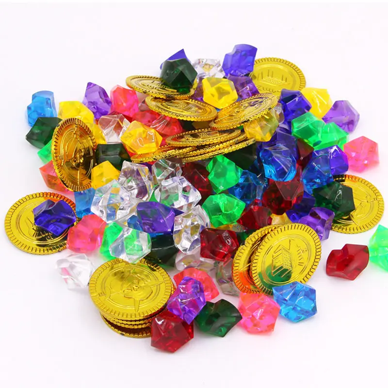 C-120PCS Детские ролевые морские пираты, сокровища, игрушки, игрушки, 150 шт., симуляция, пиратские сокровища, охотничьи игры, золотые монеты, драгоценные камни, реквизит, игрушки - Цвет: C-120PCS