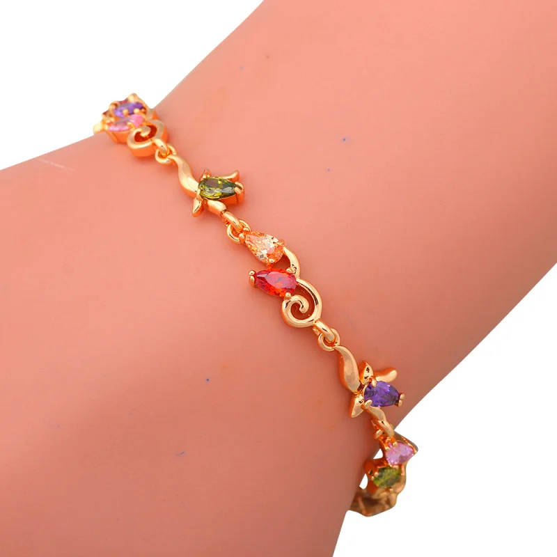 Ayowei Цвет Кристалл & AAA кубический цирконий желтый золотой цвет браслеты для