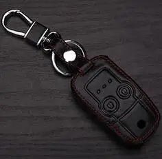 A Style Чехол из натуральной кожи для автомобильного ключа, держатель, кошелек для Honda Crosstour CRV, 2 кнопки дистанционного ключа, защитная сумка - Название цвета: A Style