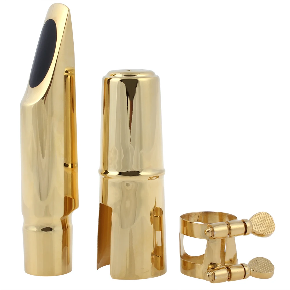 

Professional Gold Plated Metal Tenor Saxophone Mouthpiece 7 for Jazz Music + Mouthpiec Pads Cushion Sax Parts Accessories