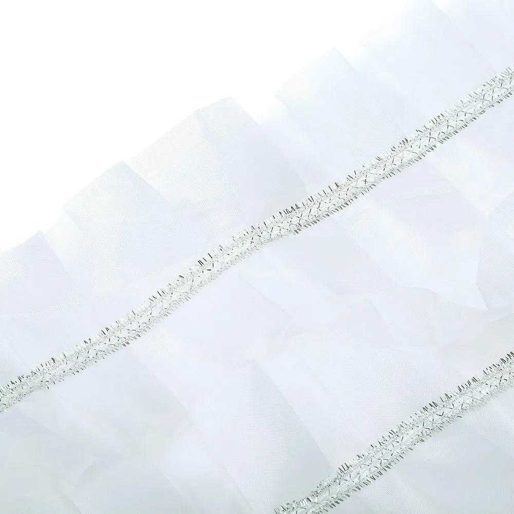New Home Decoration Bathroom Shower Curtain Waterproof Moldproof Solid Polyester Fabric Lace With Hook Elegant White | Дом и сад