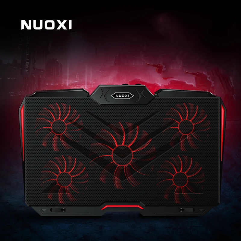 Новый Кулер для ноутбука NUOXI с 2 USB-портами и пятью вентиляторами охлаждающая