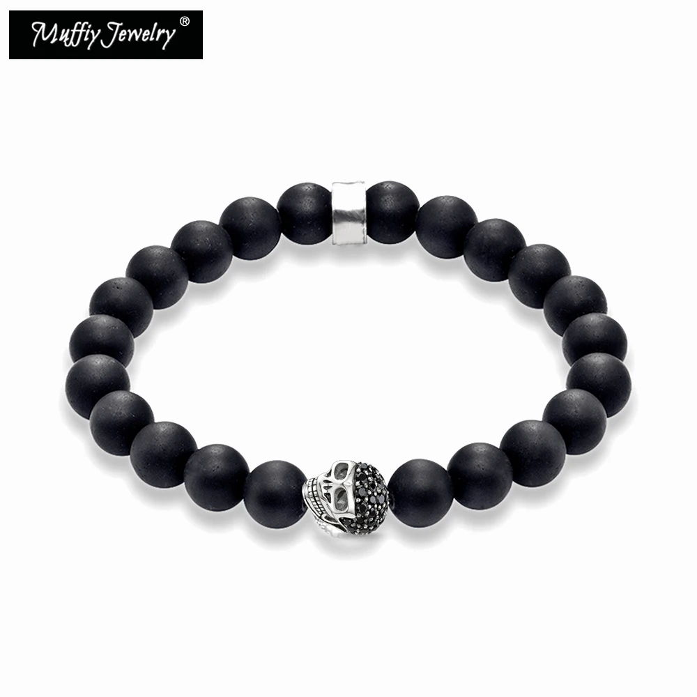 Браслет с бусинами в виде черепа и 10 мм из обсидиана ювелирные изделия для женщин