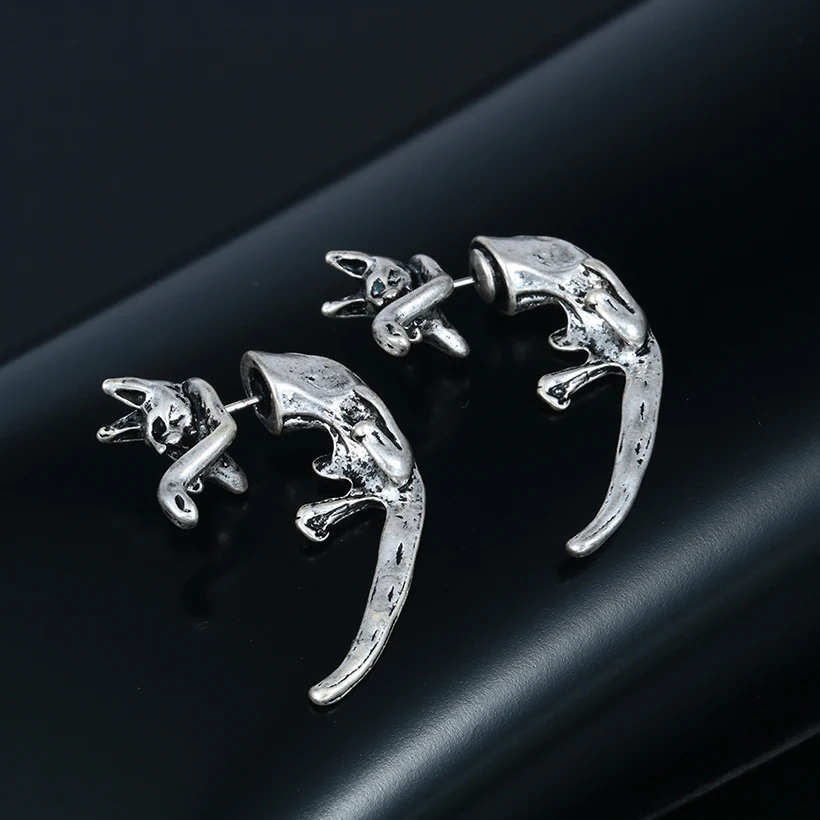 1 пара поддельных сережек Kinitial серьги гвоздики в форме котенка кота животного