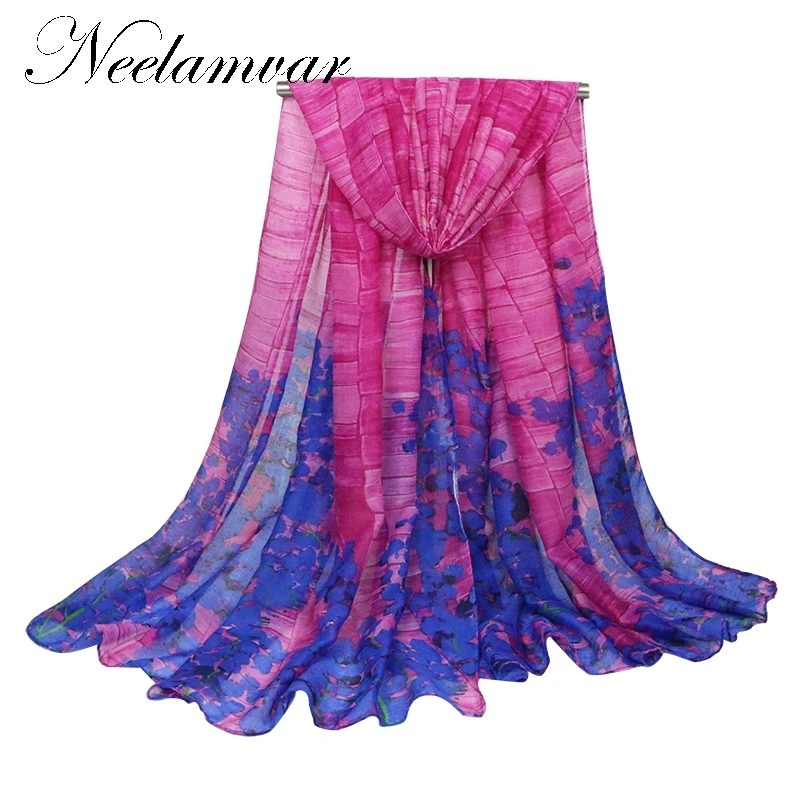 Женская длинная шаль в европейском стиле с цветочным принтом геометрическим