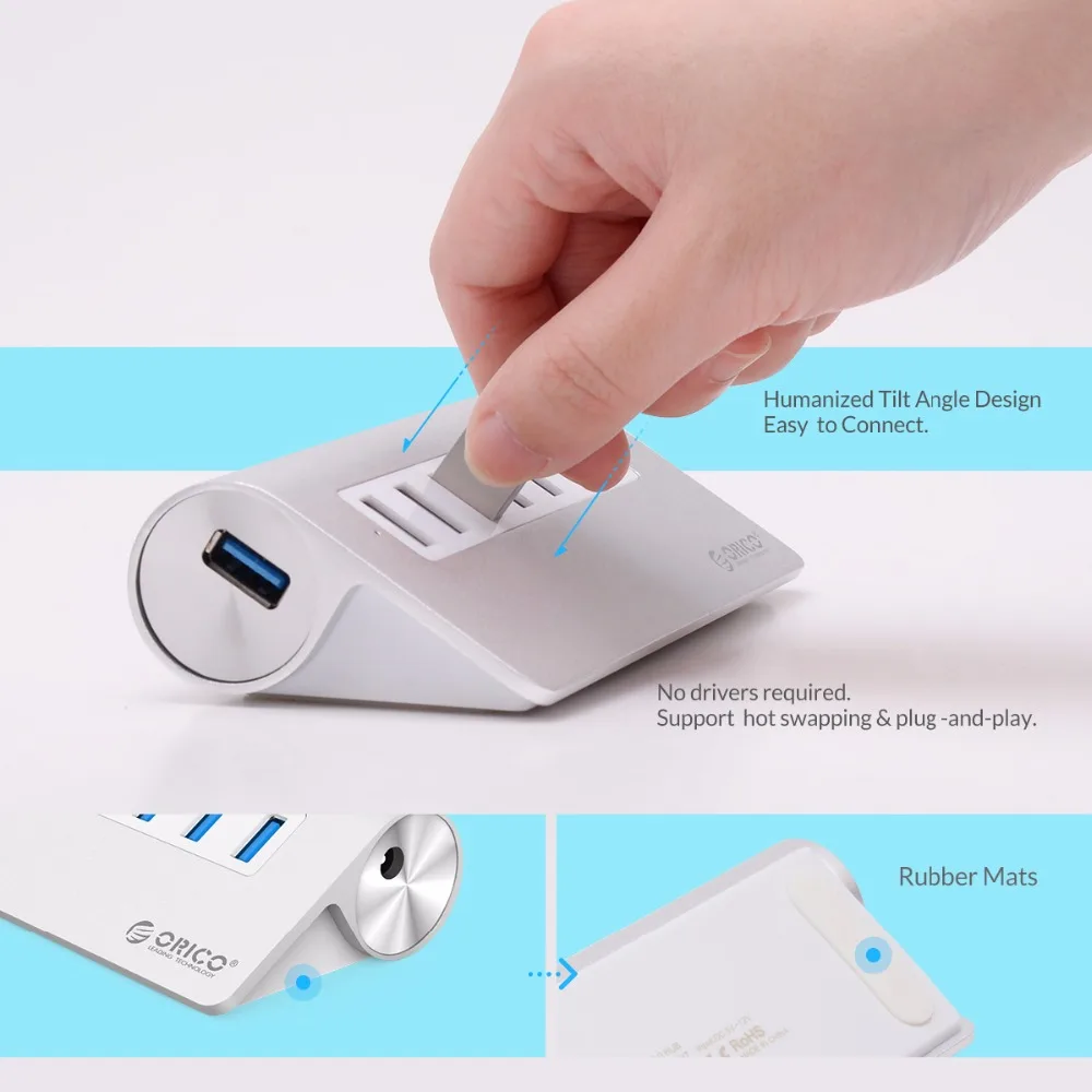 Высокоскоростной Алюминиевый Концентратор ORICO M3H7 SV с 7 портами USB 3 0 чипсет Vl812 для