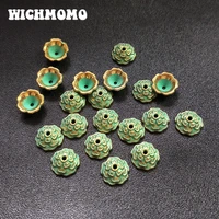 50pcs 10mm patina plated zinc alloy green spacer bead end caps for diy beads bracelet necklace jewelry findings pj022