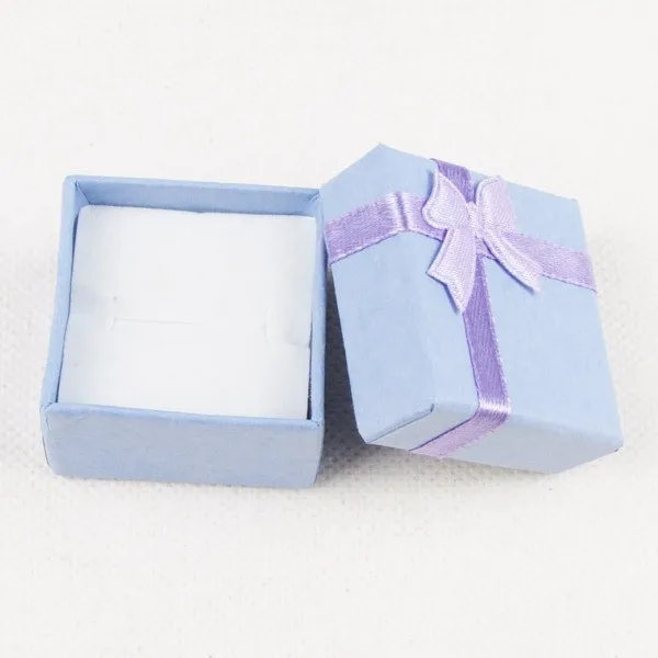 Оптовая продажа 48 шт картон с бантом кольцо Дисплей Коробка ювелирных изделий