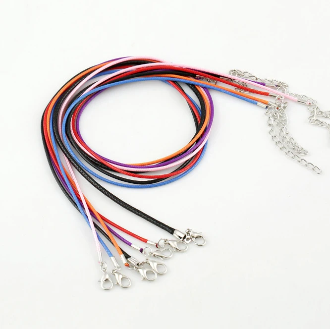 

100PCS Mix Color Necklace Waxed Cord With Lobster Clasp Leather String Joias Rope W/ Clasps Accesorios De Joyeria Jewelry Thread
