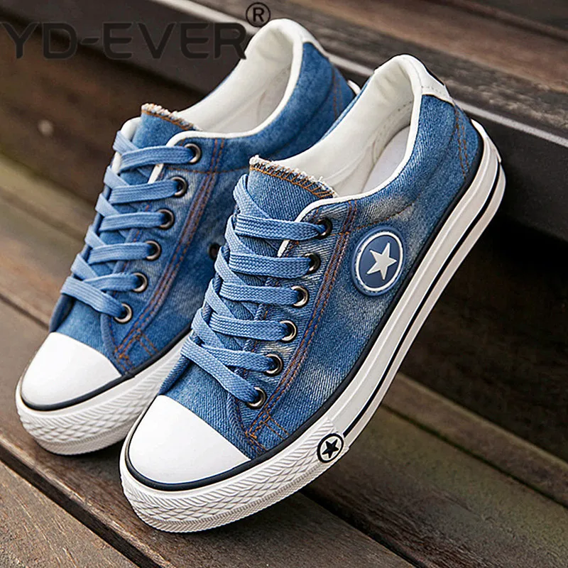 Модные женские кроссовки Джинсовая Повседневная обувь женская летняя