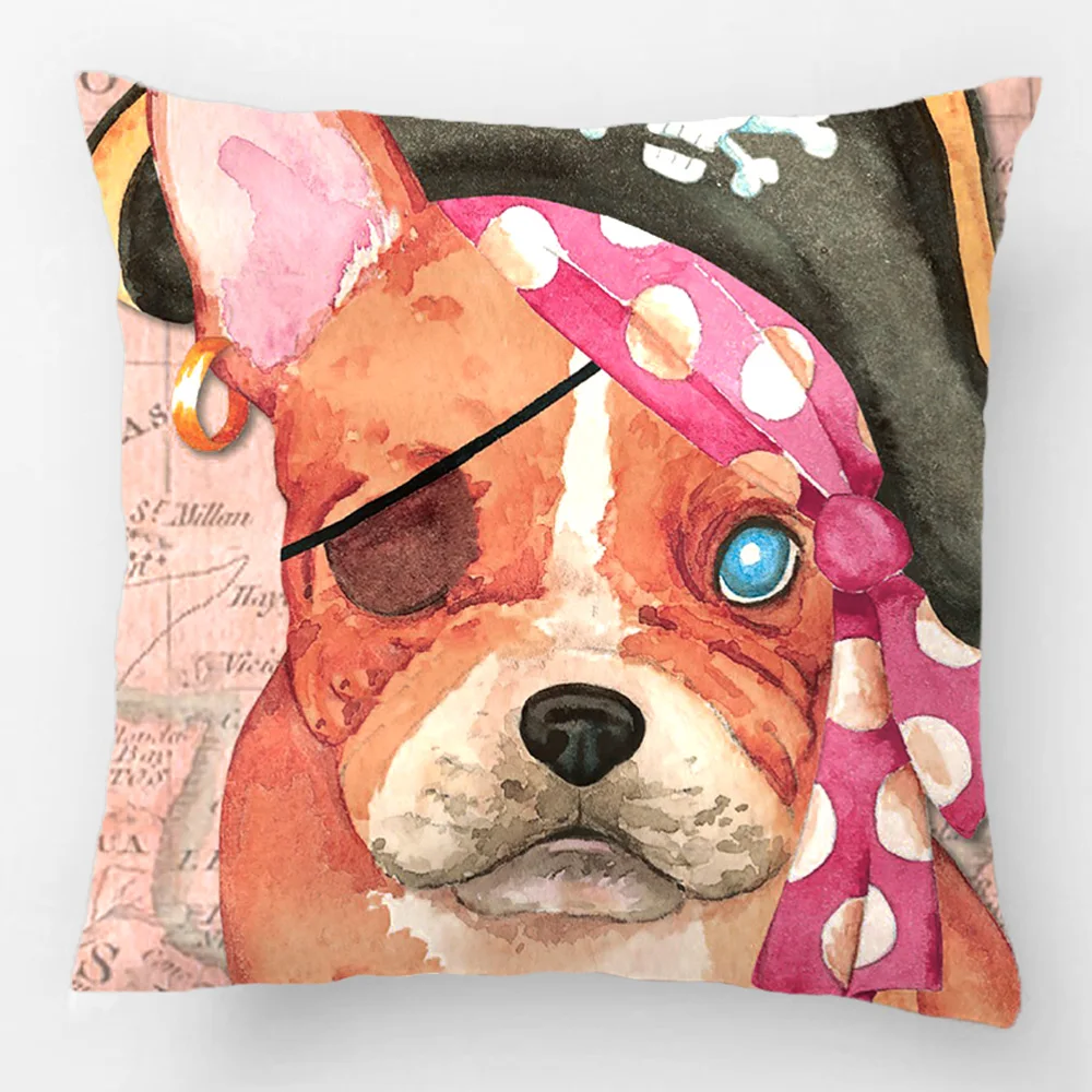 

French Bulldog Pirate Throw Pillow Case Decorative Cushion Cover Pillowcase Customize Gift High-Quality By Lvsure For Sofa Seat