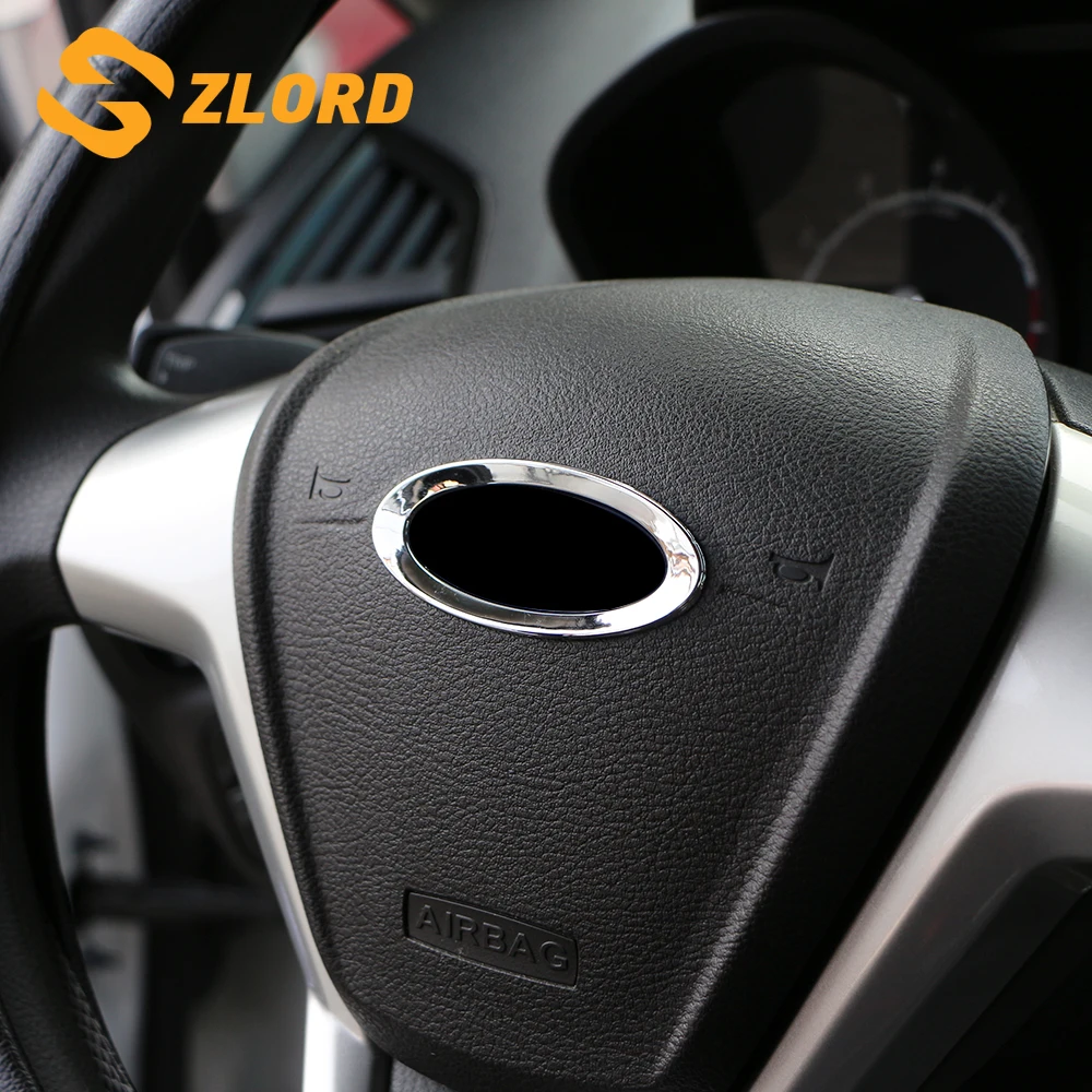 Zlord ABS Хромированная накладка на руль кольцо с логотипом для Ford Focus 2 3 4 MK2 MK3 MK4 Kuga Fiesta Ecosport Mondeo Fusion