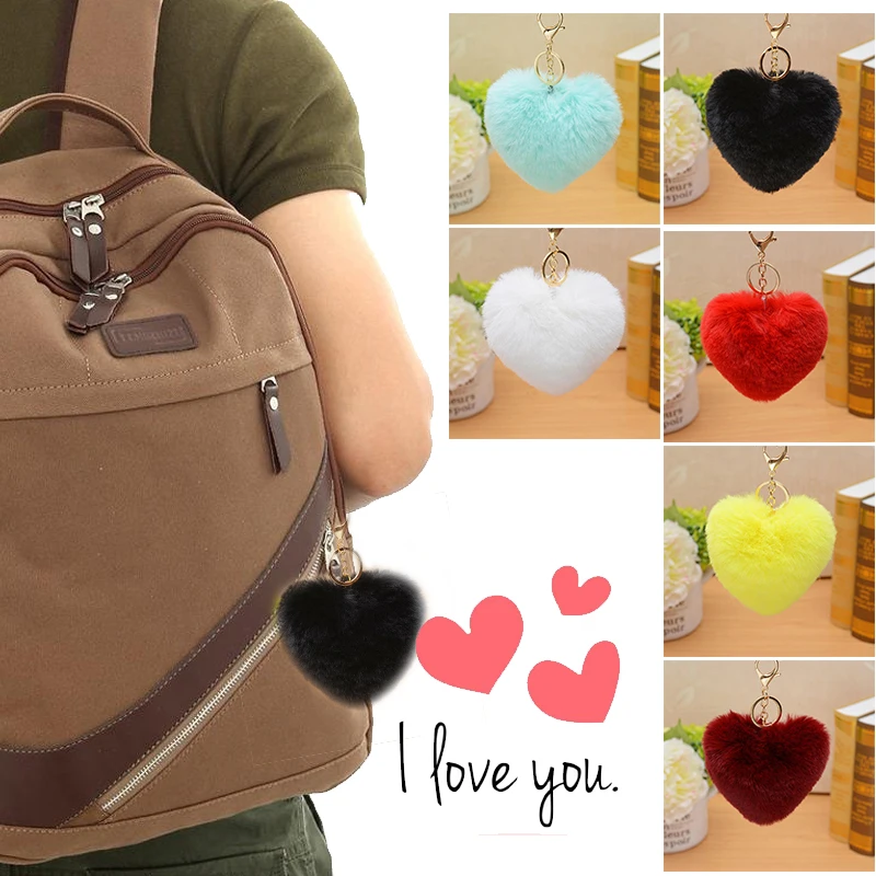 6 цветов плюшевая цепочка для ключей в форме сердца подвесная игрушка брелок