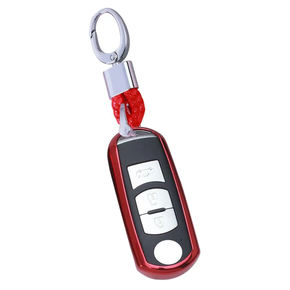 Red with hook Стиль 1 шт. автомобиль оболочка для Smart ключа чехол для ключей на сумку, чехол для Mazda 3 6 CX5 CX7 323 626 Familia аксессуары Портативный кошелек для ключей - Название цвета: Red with hook