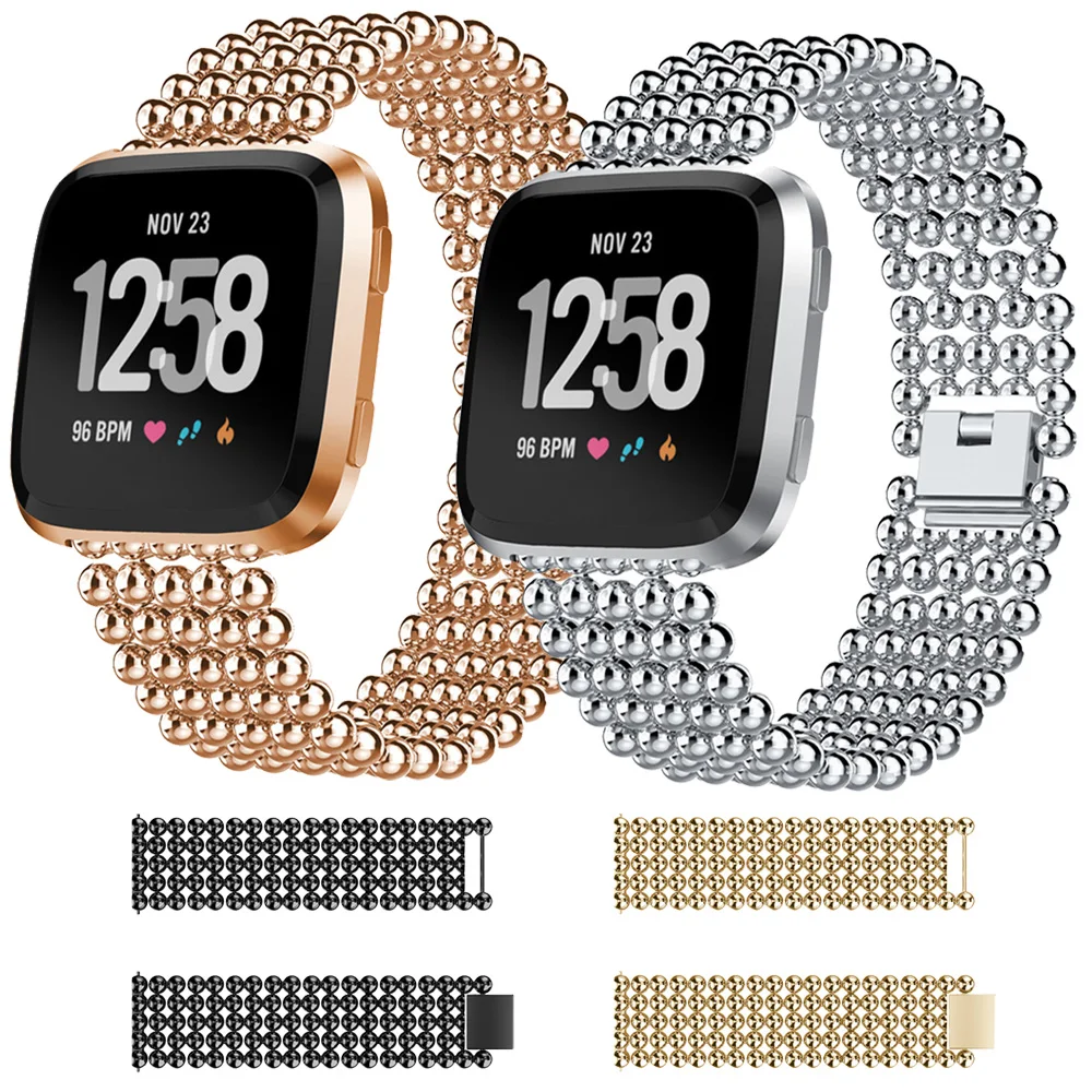 Роскошный ремешок из нержавеющей стали для смарт часов Fitbit Versa с металлическими