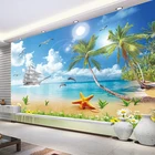 Морской пейзаж Пляж кокосовое дерево 3D фото обои водонепроницаемые самоклеющиеся клеющиеся фотообои гостиная спальня Papel де Parede