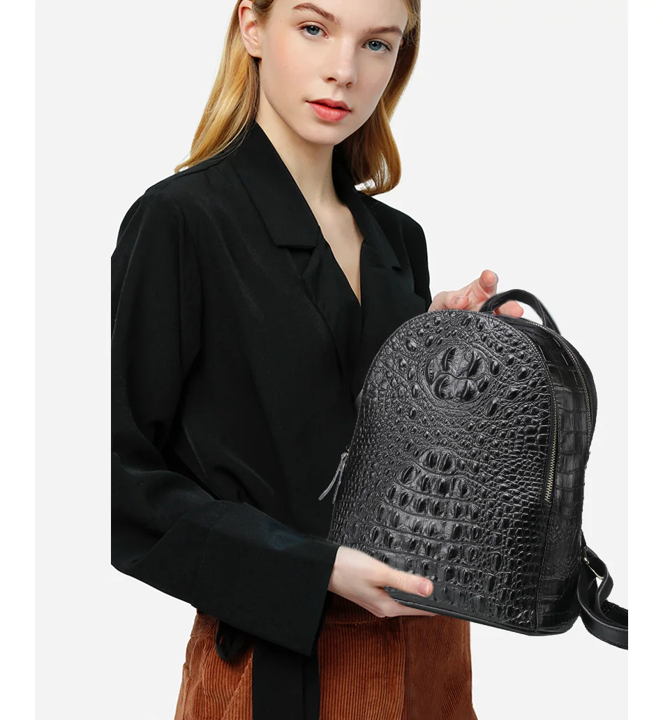 Zency, крокодиловый узор, натуральная кожа, Модный женский рюкзак, Аллигатор, Женская дорожная сумка, рюкзак для ноутбука, школьный ранец для девочек