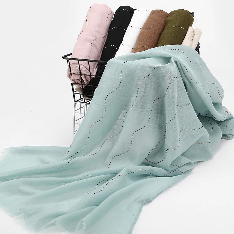 10 шт. женский простой волнистый Кристальный шарф хлопковые и вискозные шарфы