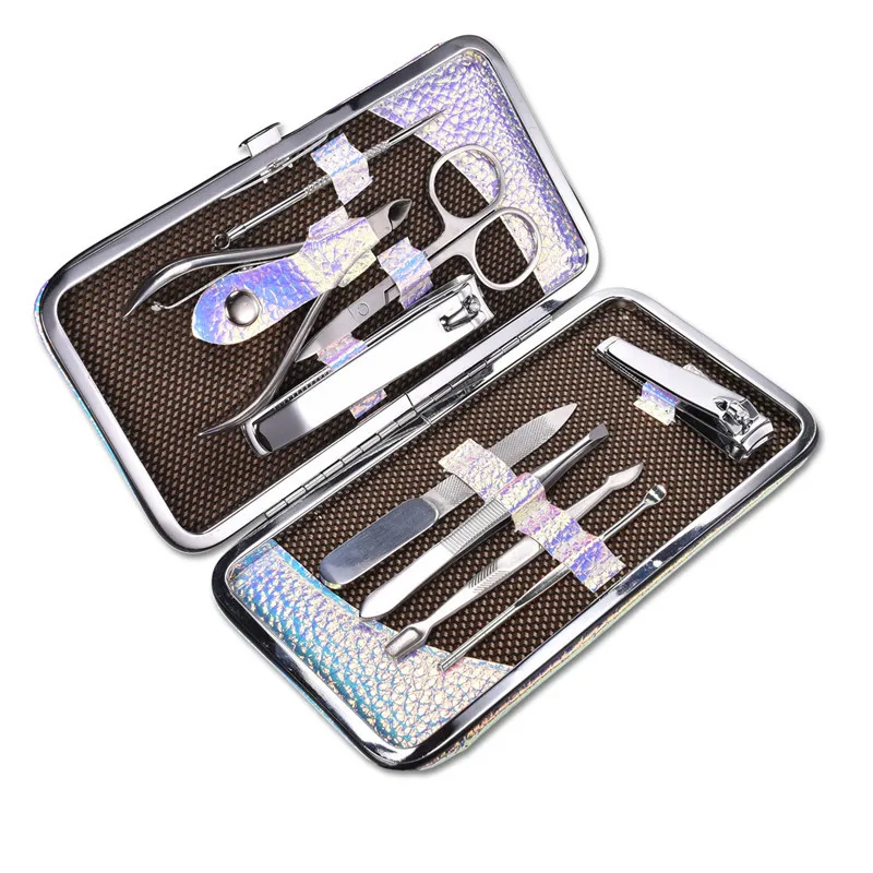 BeautyBigBang Nail Art Manicure Set Kit 9PCS Vintage Stainless Steel Nail Clipper Nipper Cutter Scissor Tweezers Nail Art Tools