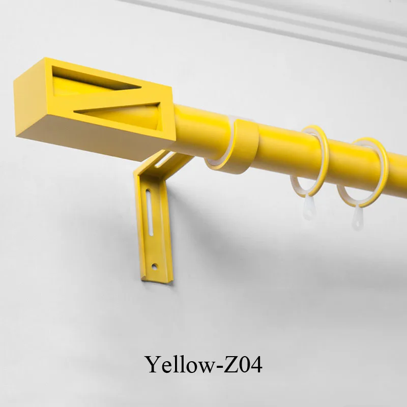 yellow Дизайн экстра-толстый алюминиевый сплав карнизы для штор аксессуары модные цвета макарун серия одиночные двойные карнизы для штор - Цвет: yellow