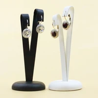 new fashion black white v shape pu leather creative earrings display holder earrings display stand earrings rack jewelry display