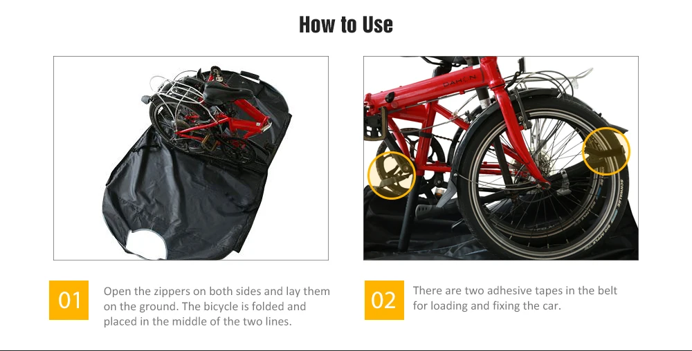 DAHON Складная Большая вместительная сумка для велосипеда с двумя боковыми застежками-молниями, дизайнерские велосипедные сумки для велосипедов размером около 14-20 дюймов