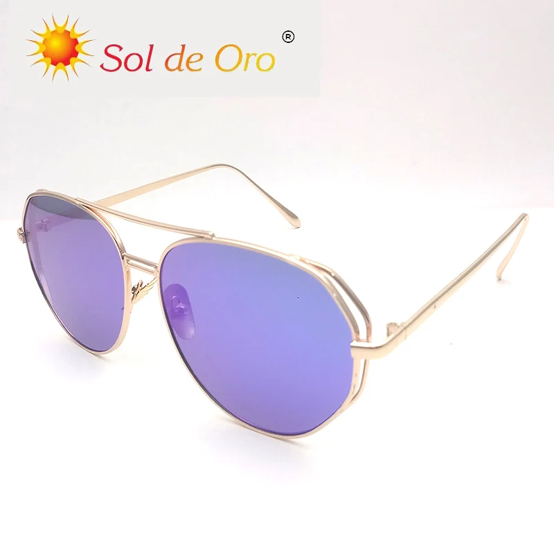SOL DE ORO мужские и женские солнцезащитные очки Плоские зеркальные прозрачные линзы