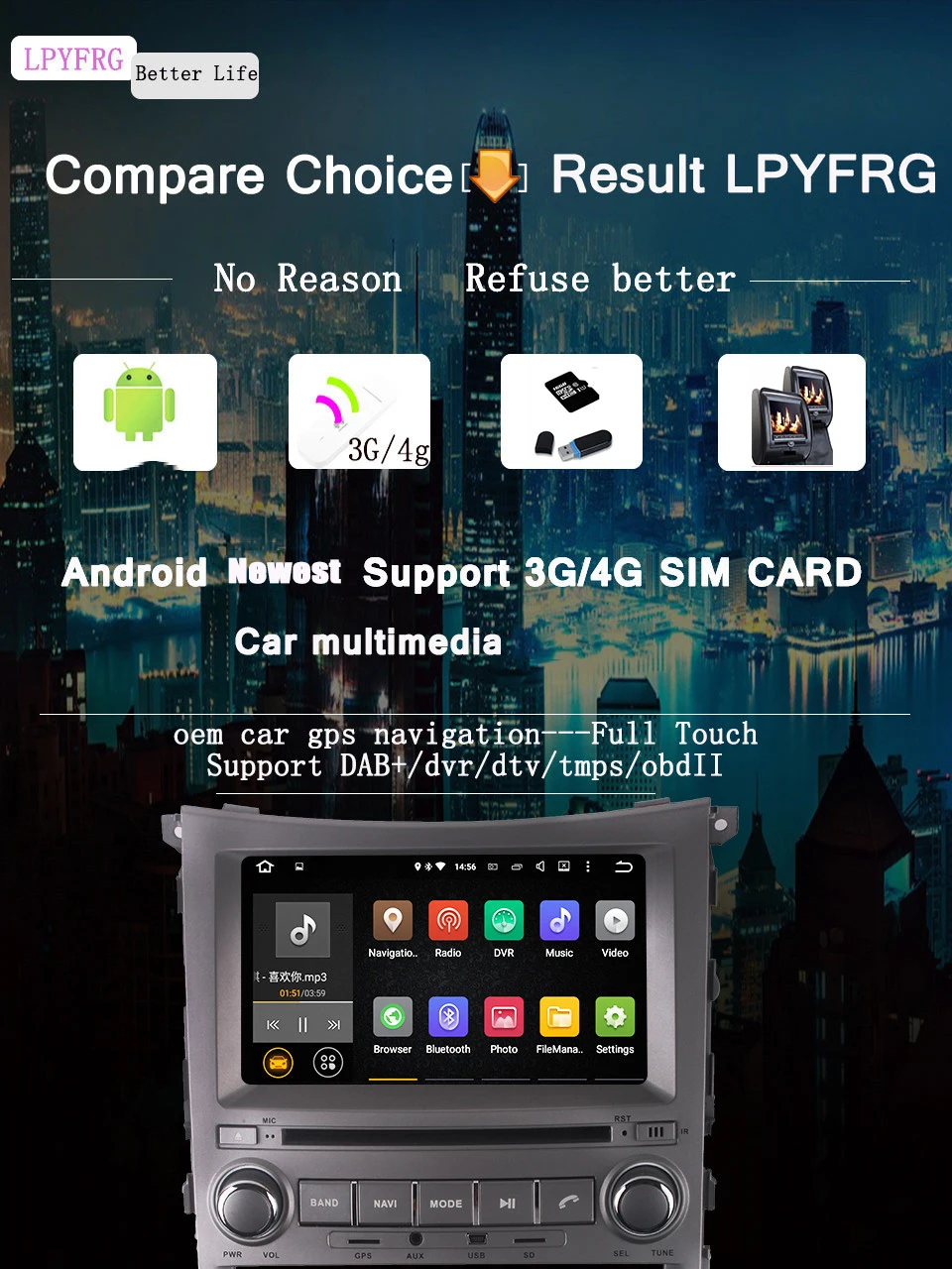 Оперативная память 4 ГБ Android 9,0 Fit HYUNDAI VERACRUZ/IX55 2006- автомобильный dvd-плеер Мультимедиа Навигация gps радио аудио стерео головное устройство