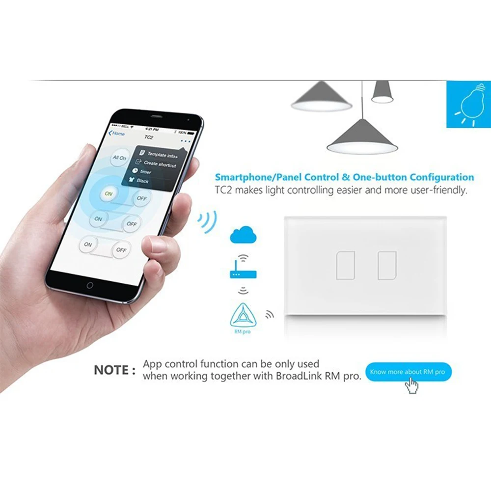 Broadlink TC2 WiFi переключатель 110 В 220 световые переключатели Сенсорная панель стандарт