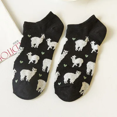 Носки Alpaca Sox кофейного, коричневого, серого цвета, теплые, удобные, милые, каваи ламы, винтажные, Ретро стиль, шерсть, Mori Girl, дропшиппинг - Цвет: Black alpaca Short