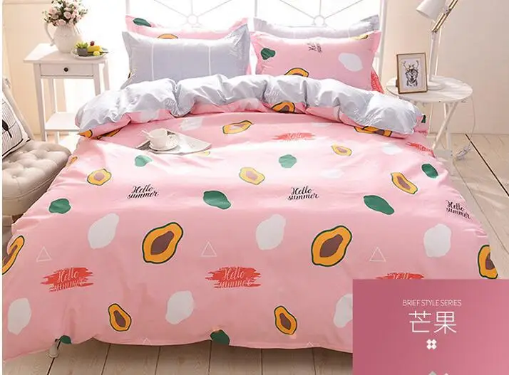5 Модный комплект постельного белья, Снежная груша, банан, манго, ананас, клубника, Комплект постельного белья в полоску, постельное белье, пододеяльник, простыня, наволочка - Цвет: 5