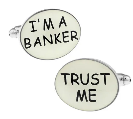 

iGame Factory Price Retail Men's Cufflinks Brass Material Career I'M A BANKER TRUST ME Design Cuff Links