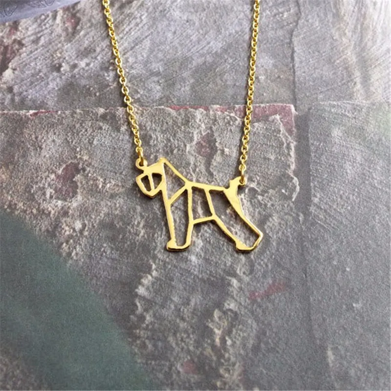 Модное уникальное ожерелье чокер с подвеской в виде собаки оригами шнауцера для