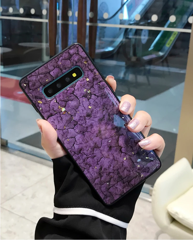 Only Case Purple Эпоксидная смола золото Фольга драгоценный камень чехол для телефона для samsung Galaxy A8 A9 A6 A7 A5 A6S A8S A10 A20 A30 A40 A50 A70 A90 A40S Чехол-держатель с кольцом - Цвет: Only Case Purple