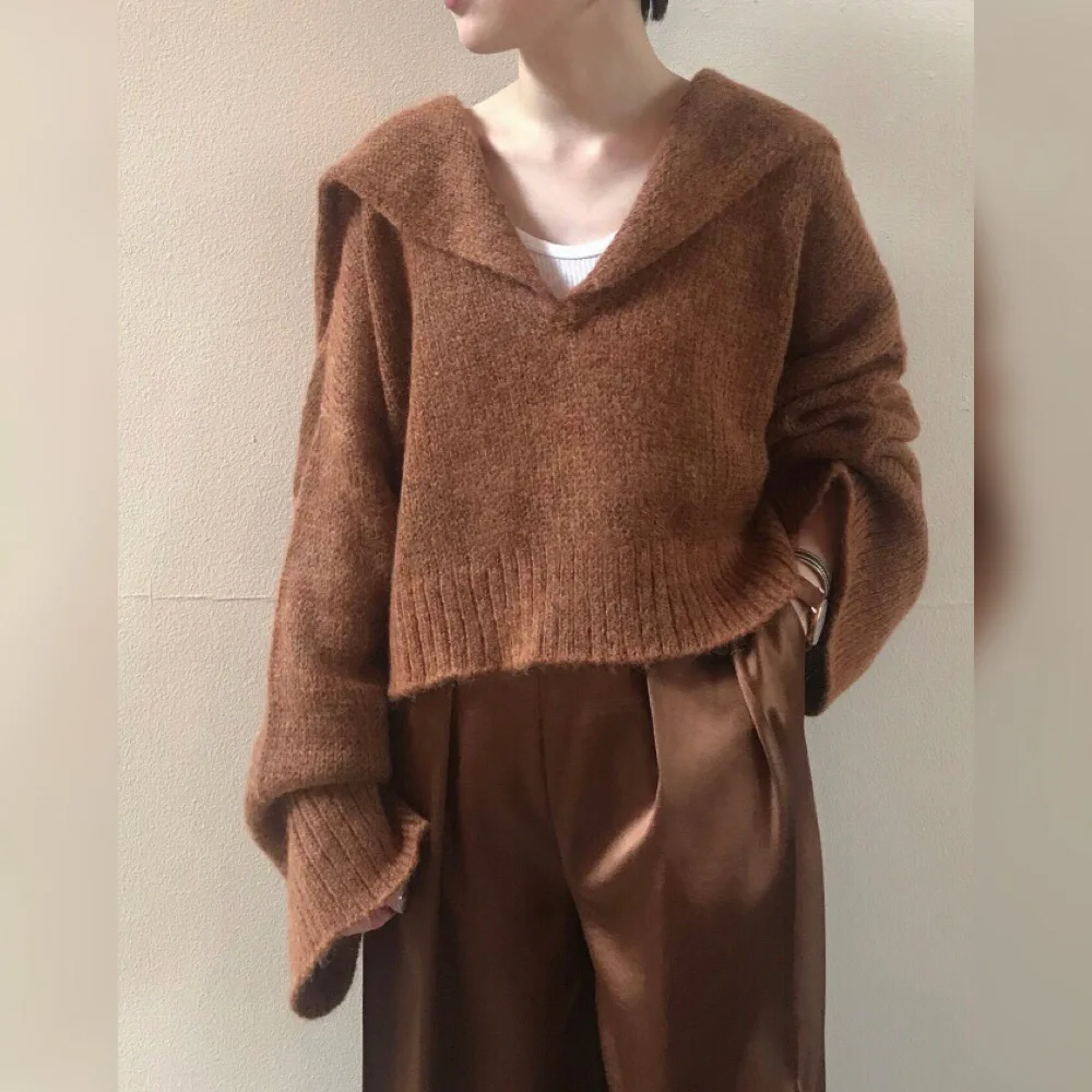 Консервативный Стиль Косплей свитер женская школьная форма матросский воротник