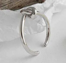 Silver Color F.I.N.S классический галстук узел кольца из стерлингового серебра 925 Открытое кольцо женский золотой указательный палец кольцо 925 серебро женские украшения - Цвет основного камня: Silver Color